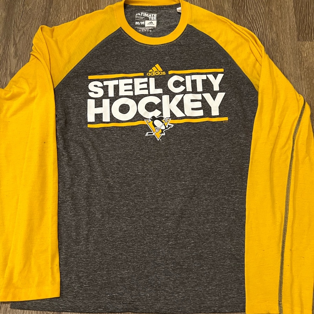 Pittsburgh Penguins Adidas Steel City Hockey Shirt - Gray and Yellow